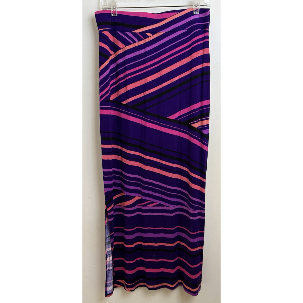 Ana Multicolored Striped Maxi‎ Skirt Womens M Coastal Rave Vaca Cruise Statement